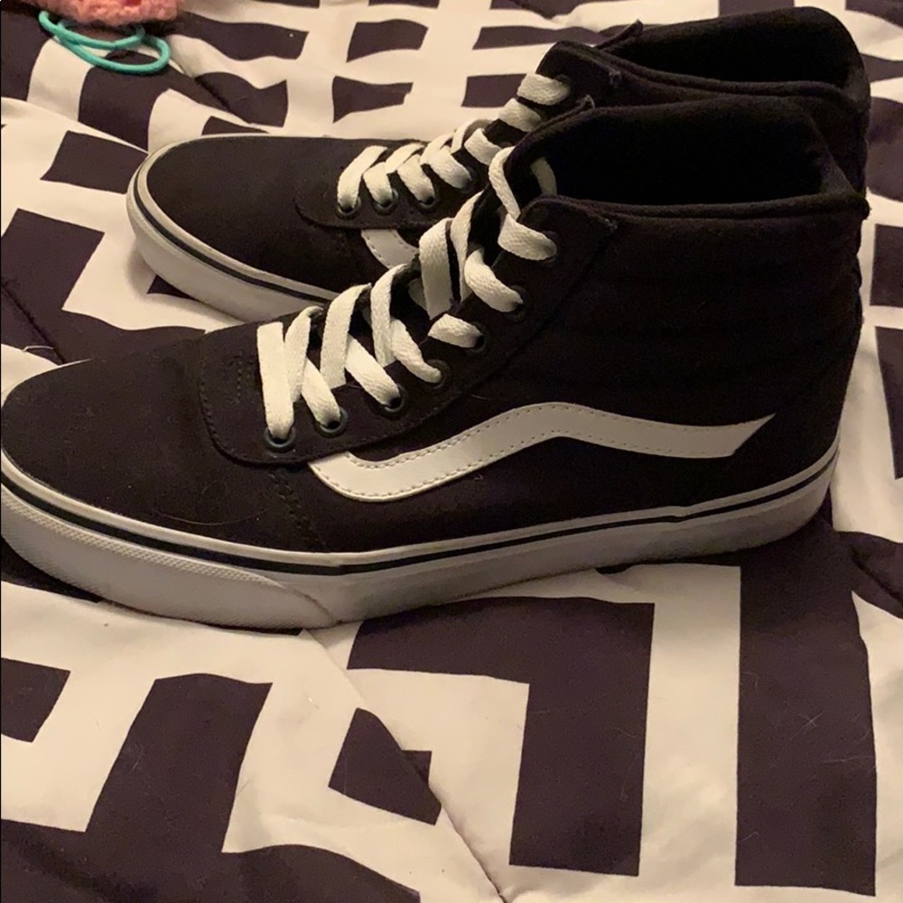 black and white high top vans